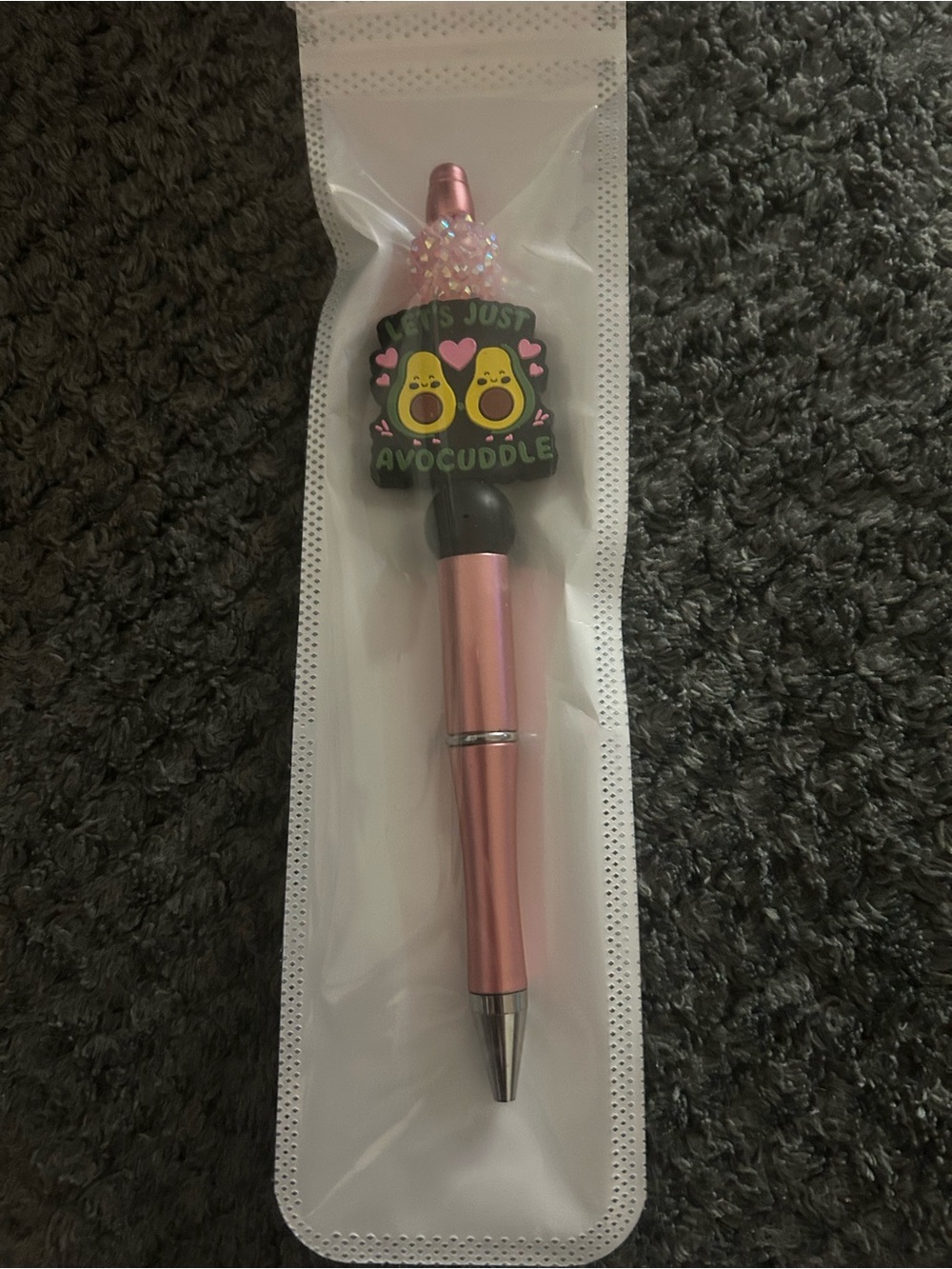 Hand Crafted Pink Avocado Charm Ballpoint Pen
